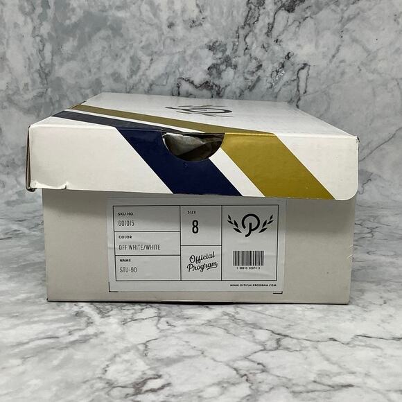 Official Program Sz 8 Off White/White STU-90 Leather Canvas Sneaker P1-27 - Picture 9 of 11